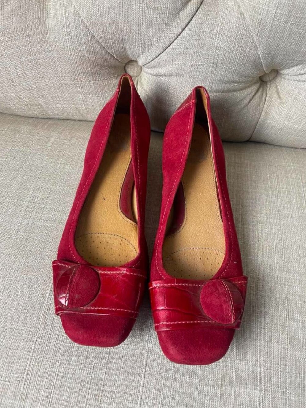 EUC Nurture By Lamaze Red Leather Flats with Button Detail Size 6